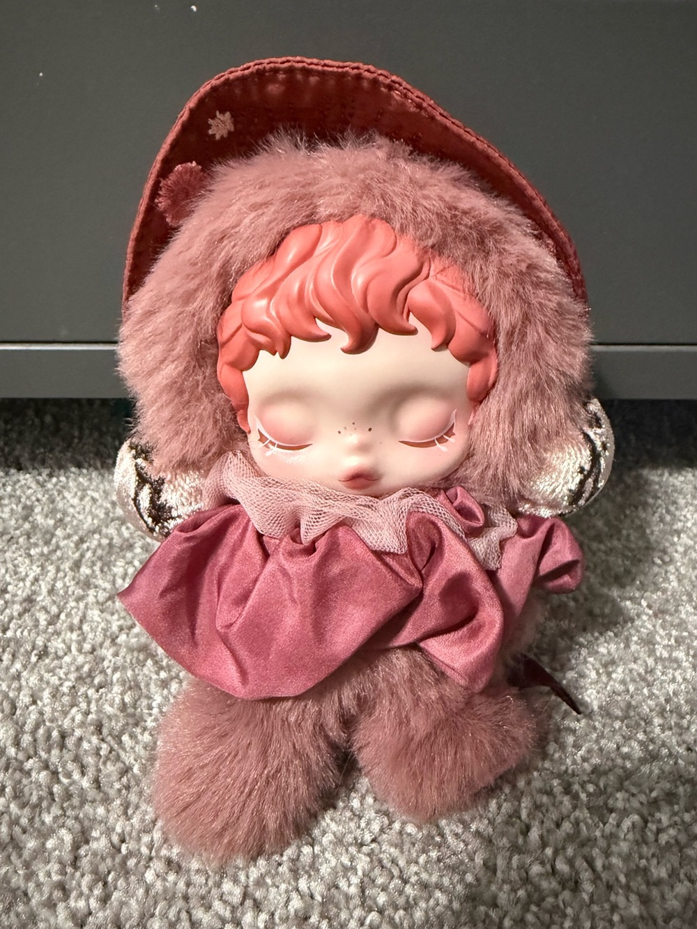 Popmart Skull Panda Pink Plush Doll with Hooded Coat